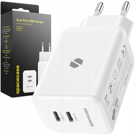 Spacecase USB Charger 45W GaN SC007W white