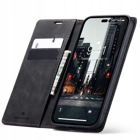 Etui z klapką Spacecase Wallet do iPhone 14 Pro Max czarne