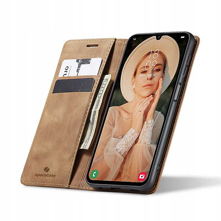 Etui z klapką Spacecase Wallet do Galaxy A15 4G / 5G jasno brązowe