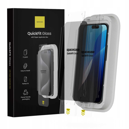 Szkło prywatyzujące Spacecase Quickfit Privacy do iPhone 15 / 16 - 2 sztuki