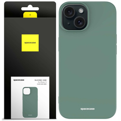 Etui silikonowe Spacecase Silicone Case do iPhone 15 ciemno zielone
