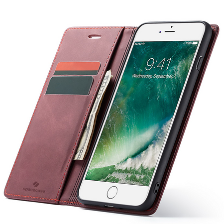 Etui z klapką Spacecase Wallet do iPhone 6/6s Plus czerwone