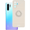 Etui Spacecase Silicone Ring do Huawei P30 Pro kremowe