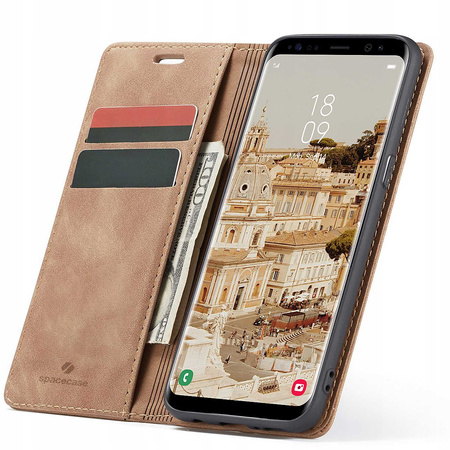 Etui z klapką Spacecase Wallet do Galaxy S8 jasno brązowe