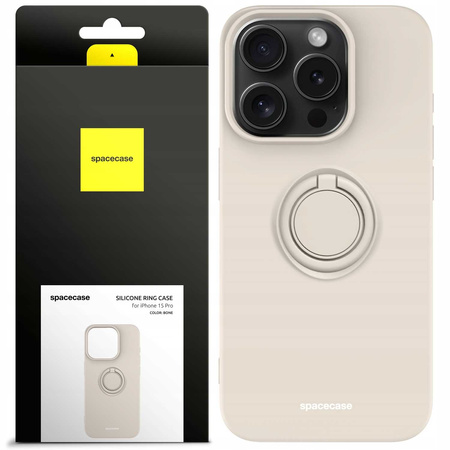 Etui Spacecase Silicone Ring do iPhone 15 Pro kremowe