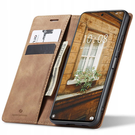 Etui z klapką Spacecase Wallet do Xiaomi 11T/11T Pro jasno brązowe