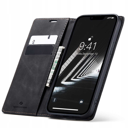Etui z klapką Spacecase Wallet do iPhone 14 Plus czarne