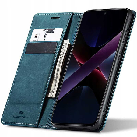 Etui z klapką Spacecase Wallet do Poco X7 Pro 5G niebieskie