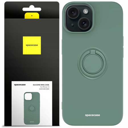 Etui Spacecase Silicone Ring do iPhone 15 ciemno zielone