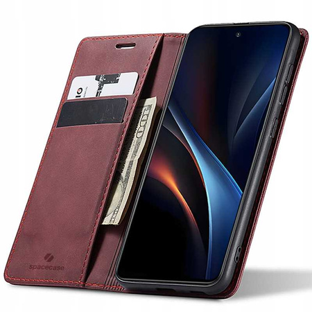 Etui z klapką Spacecase Wallet do Galaxy S25+ czerwone