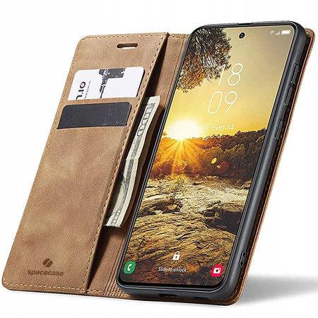 Etui z klapką Spacecase Wallet do Galaxy S24 jasno brązowe