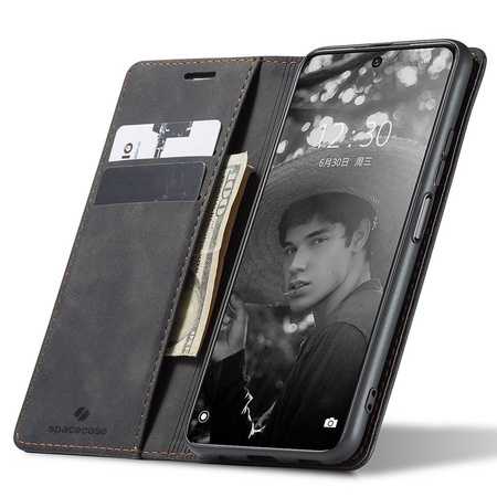 Etui z klapką Spacecase Wallet do Redmi Note 10 Pro czarne