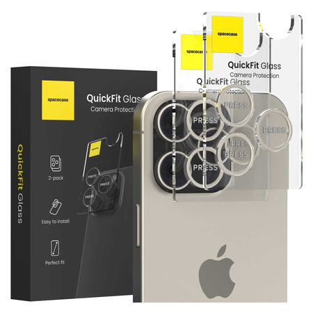 Szkło na aparat Spacecase QuickFit Camera do iPhone 15 Pro/Max tytanowy - 2 sztuki