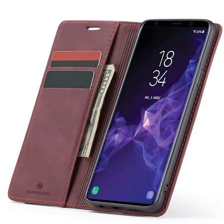 Etui z klapką Spacecase Wallet do Galaxy S9+ czerwone