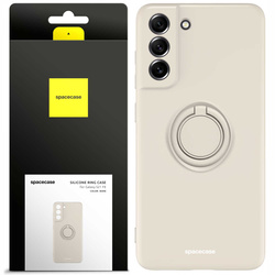 Etui Spacecase Silicone Ring do Galaxy S21 FE kremowe