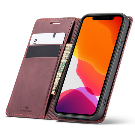 Etui z klapką Spacecase Wallet do iPhone 12 mini czerwone