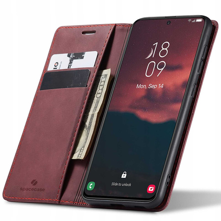 Etui z klapką Spacecase Wallet do Galaxy S23 czerwone