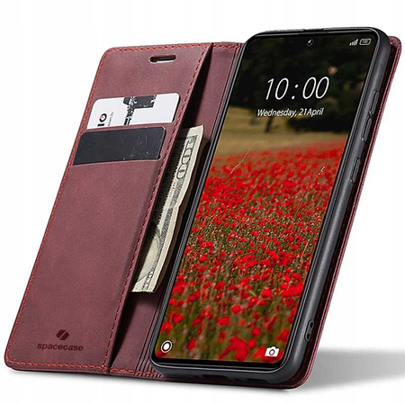 Etui z klapką Spacecase Wallet do Poco X6 / RM Note 13 Pro 5G czerwone