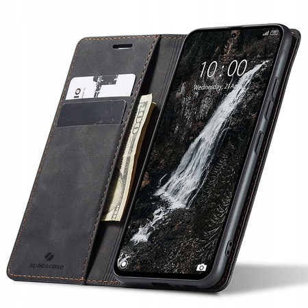 Etui z klapką Spacecase Wallet do Poco M7 Pro 5G/Redmi Note 14 5G czarne