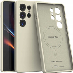 Etui Spacecase Silicone Mag do Galaxy S25 Ultra beżowe