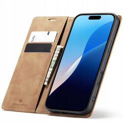 Etui z klapką Spacecase Wallet do iPhone 16 jasno brązowe