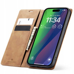 Etui z klapką Spacecase Wallet do iPhone 15 Plus jasno brązowe