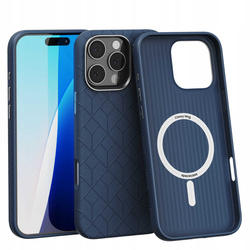 Etui skórzane Spacecase Classy Mag do iPhone 16 Pro Max granatowe