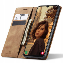 Etui z klapką Spacecase Wallet do Galaxy A13 4G jasno brązowe