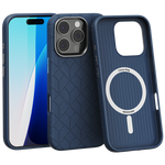 Etui skórzane Spacecase Classy Mag do iPhone 16 Pro granatowe