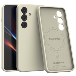 Etui Spacecase Silicone Mag do Galaxy S25 beżowe