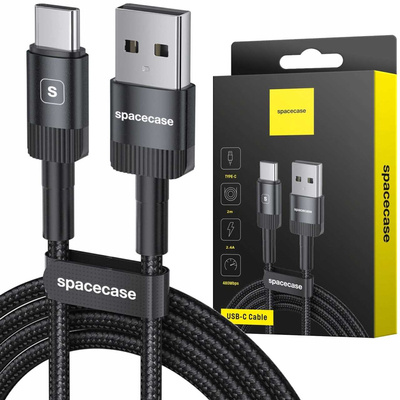 Spacecase USB-C Cable 2M 2.4A black