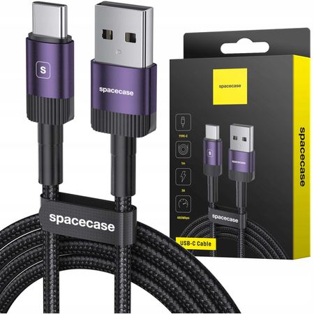 Spacecase USB-C Cable 1M 3A purple